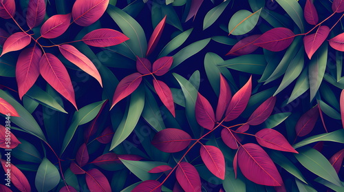 Foliage Leafs Background Botanical Floral with copy space A Minimalistic Flat Design of Leaves and Nature Pattern Designed with Generative AI