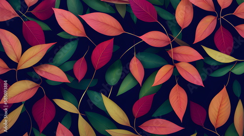 Foliage Leafs Background Botanical Floral with copy space  A Minimalistic Flat Design of Leaves and Nature Pattern Designed with Generative AI