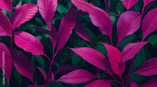 Leaves Foliage Background Botanical Flowers with copy space A Dreamy and Mystic Tropic Leaves Imagery on a Lush Background Generated by AI