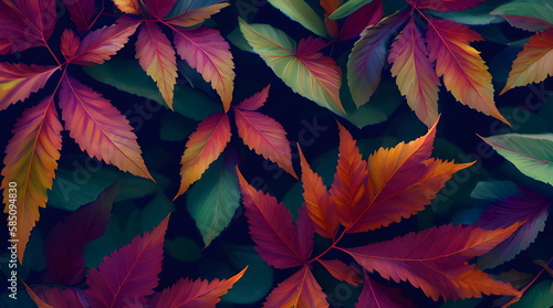 Wallpaper Mural Leaf Foliage Background Botanical floral with copy space  An Ornate Vector Wallpaper Featuring Vibrant Autumn Leaves Made Possible by Generative AI Torontodigital.ca