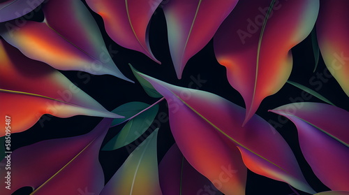 Wallpaper Mural Foliage Leaves Background Botanical Flowers with copy space  An Artistic Creation of Exotic Leaves in Warm Summery Colors Through Generative AI Torontodigital.ca