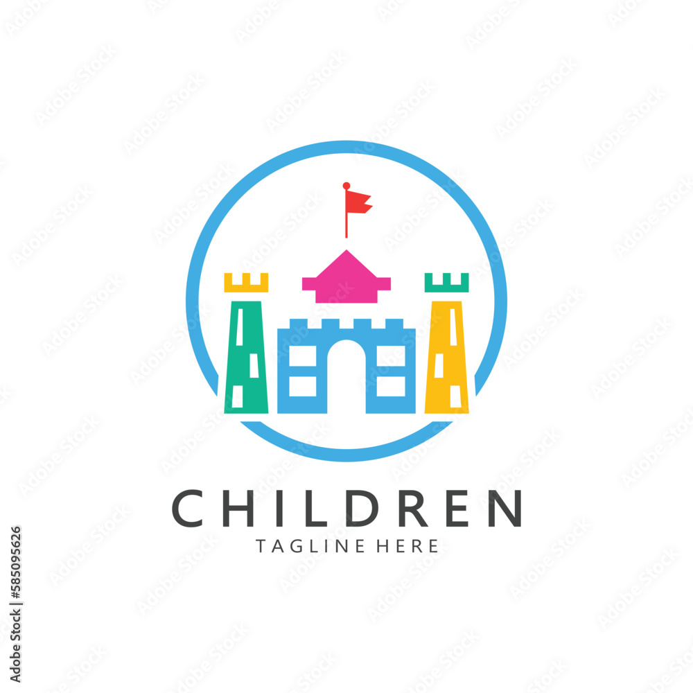 kindergarten logo design simple vector template icon illustration,for education,playgroup,children's learning home,children's school with a modern concept