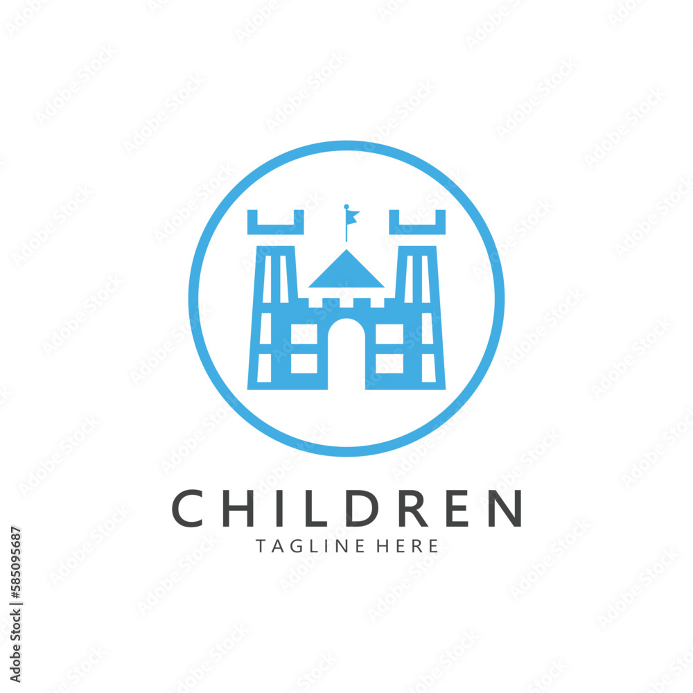 kindergarten logo design simple vector template icon illustration,for education,playgroup,children's learning home,children's school with a modern concept