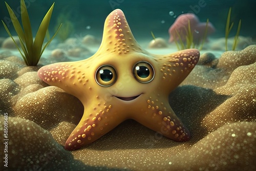 Cute Cartoon Starfish Chara...
