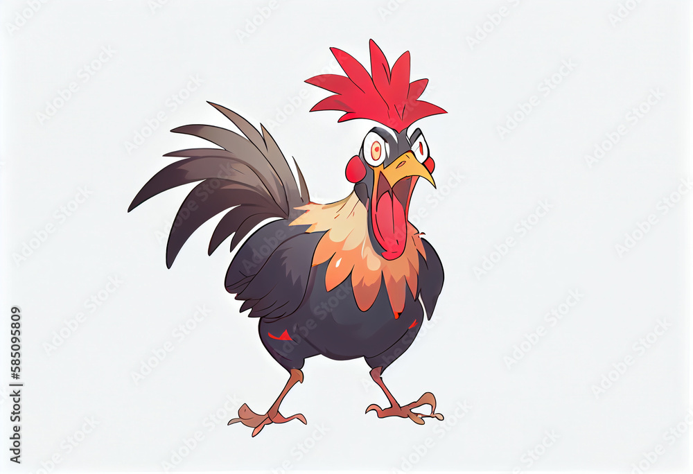 Frightened Young Rooster. AI Generated Frightened Young Rooster. AI Generated