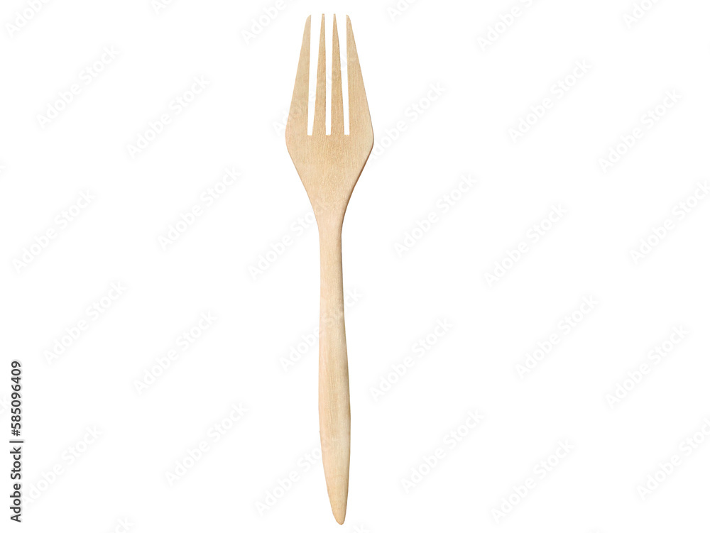 Isolated, cutout, transparent background, directly above view, wooden fork, utensil, kitchen equipment, object, element with clipping path Isolated, cutout, transparent background, directly above view, wooden fork, utensil, kitchen equipment, object, element with clipping path