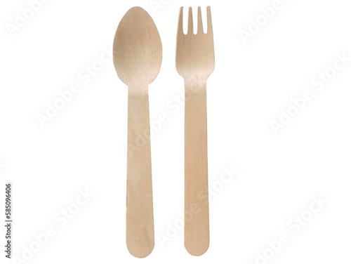 Isolated, cutout, transparent background, directly above view, wooden fork and spoon, utensil, kitchen equipment, object, element
