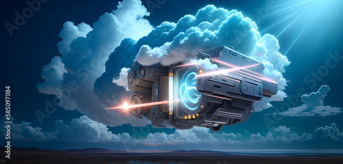 Wallpaper Mural Illustration concept of cloud computing service future data storage computing power Generative Ai concept illustration design hi tech sci fi concept art Torontodigital.ca