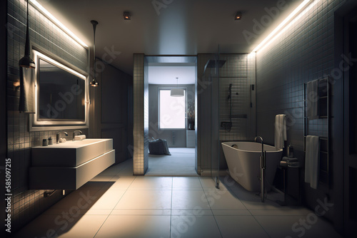 Luxury apartment bathroom interior design by generative ai