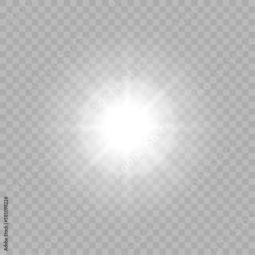 White beautiful light explodes with a transparent explosion. Vector, bright illustration for perfect effect with sparkles. Bright Star. Transparent shine of the gloss gradient, bright flash.	
