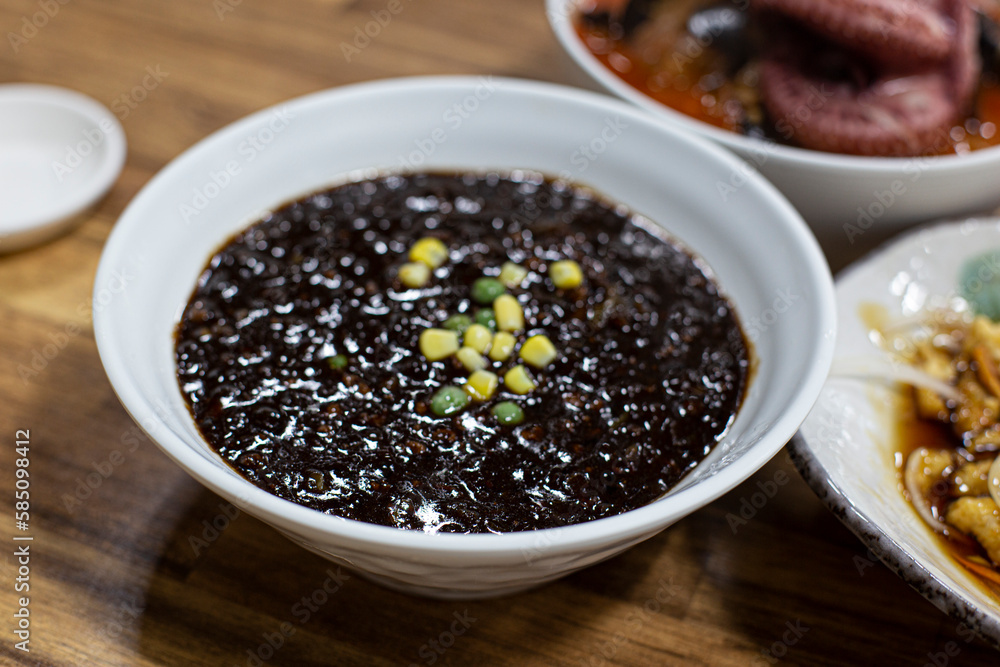 Jajangmyeon or Korean Black Bean Noodles that is a Famous Korean Recipe. Jajangmyeon or Korean Black Bean Noodles that is a Famous Korean Recipe.