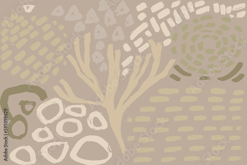 Abastract Contemporary Dry Brush Beige Print