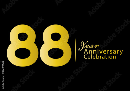 88 years anniversary celebration logotype gold color vector, 88th birthday logo, 88 number, anniversary year banner, anniversary design elements for invitation card and poster. number design vector