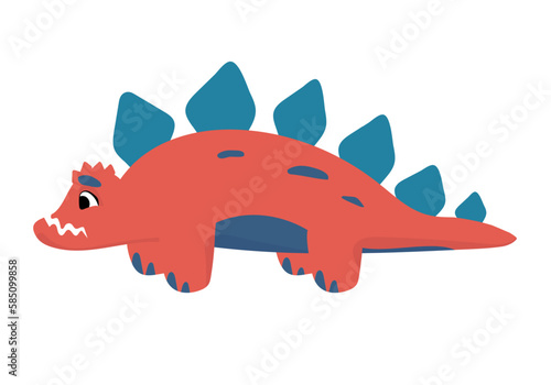Dinosaur hand drawn. Jurassic animal isolated on white background. Childish t-shirt print or poster. Funny happy dino, fantasy creature nursery decor, vector cartoon flat style illustration