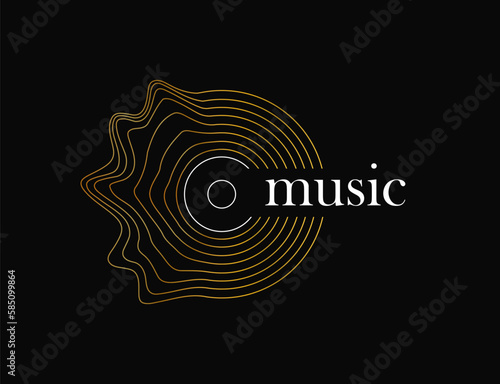 Vector illustration sound wave of music disk on dark background.