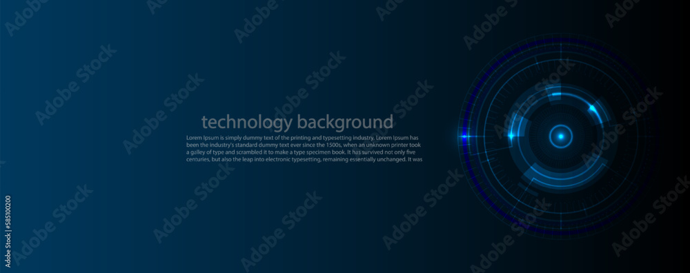Fototapeta premium Blue circle and line technology abstract technology innovation concept vector background and glowing light