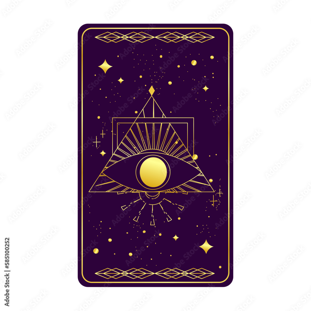Pyramid Collection Tarot Tarot card gold with mystic eye pyramid isolated. Boho esoteric tarot ...
