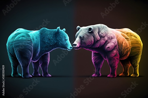 bear colorful created using AI Generative Technology