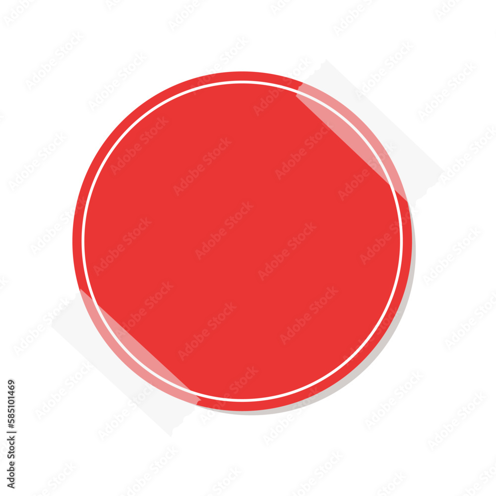 Round red sticky post note template. Taped office memo paper vector illustration. Round red sticky post note template. Taped office memo paper vector illustration.