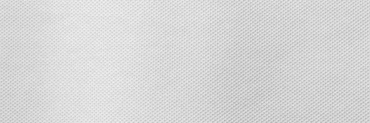 White color sports clothing fabric football shirt jersey texture and textile background, wide banner.
