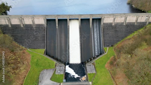 Wallpaper Mural Aerial drone footage flying over Thruscross Reservoir Dam in North Yorkshire Torontodigital.ca