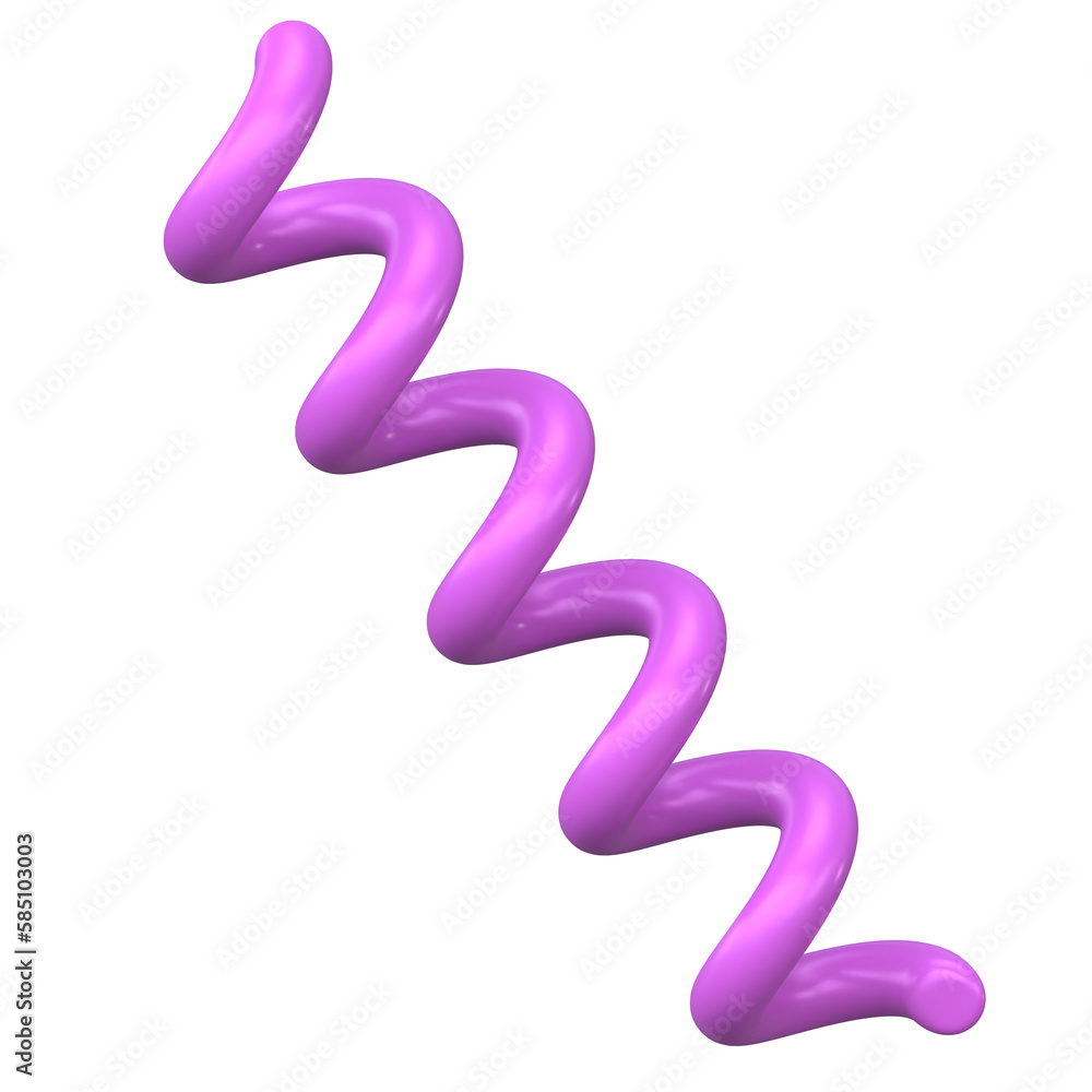 3D spiral spring. Coil wire icon and flexible confetti for party, birthday celebration and events. Abstract curve wavy cable rendered illustration with plastic effect 3D spiral spring. Coil wire icon and flexible confetti for party, birthday celebration and events. Abstract curve wavy cable rendered illustration with plastic effect