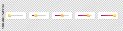 Impression, emotions satisfaction scale meter with lovely emoji. Level measurement tool Vector EPS 10