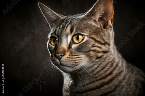 Discover the Elegant European Shorthair Breed Cat on a Mysterious Dark Background