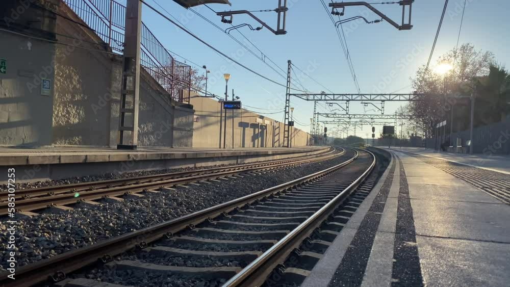Train tracks sunset sunrise concept travel decision path choice Train tracks sunset sunrise concept travel decision path choice