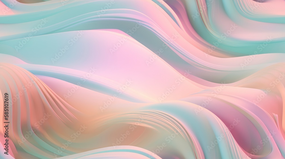 Obraz premium abstract colorful background with waves, paper art style, pastel colors soft, highlight calming ocean like view, gradient seamless generative ai