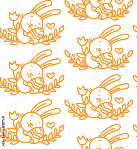Colored vector pattern of a rabbit and an egg for the holiday of easter