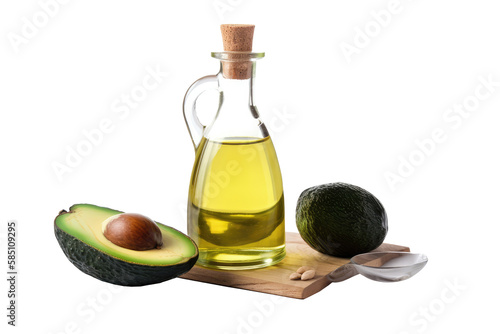 Avocado oil isolated on transparent background. generative Ai