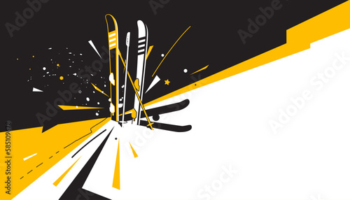 Ski winter sports  abstract background design. Vector illustration of sports concept
