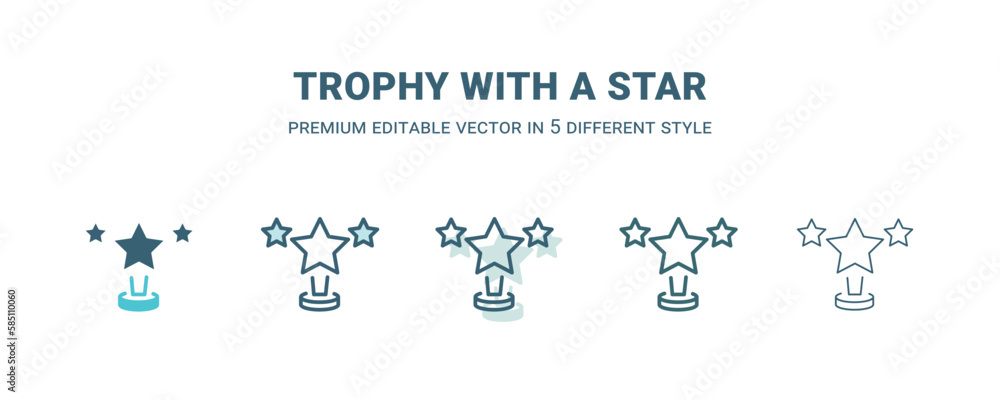 trophy with a star icon in 5 different style. Outline, filled, two color, thin trophy with a star icon isolated on white background. Editable vector can be used web and mobile trophy with a star icon in 5 different style. Outline, filled, two color, thin trophy with a star icon isolated on white background. Editable vector can be used web and mobile