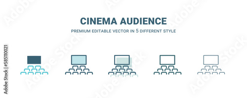 cinema audience icon in 5 different style. Outline, filled, two color, thin cinema audience icon isolated on white background. Editable vector can be used web and mobile