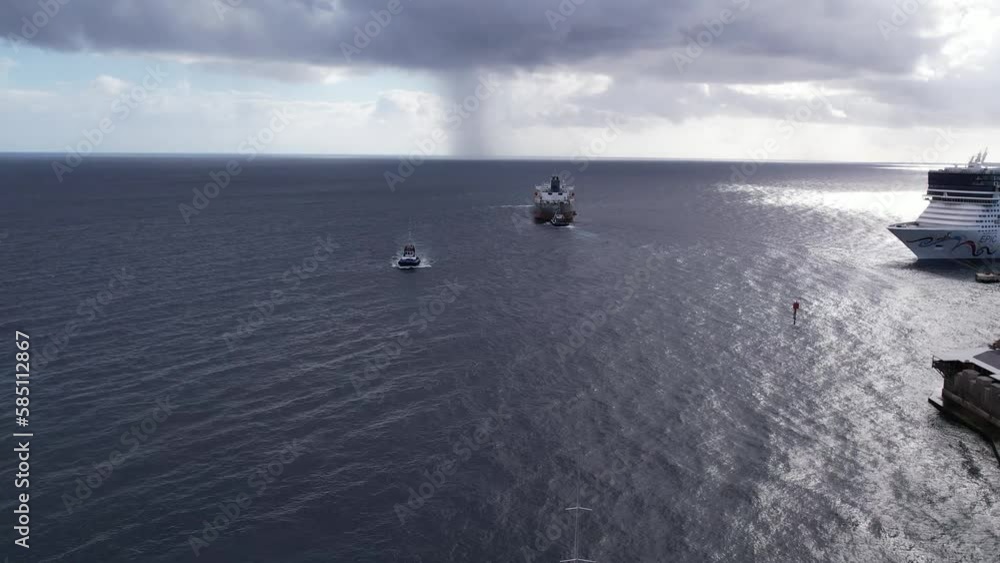 Drone video of ships sailing out to sea
Drone video of ships sailing out to sea