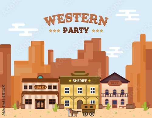 Wild West landscape, Wild West town, Western desert landscape, Wild West sunset, Western canyon