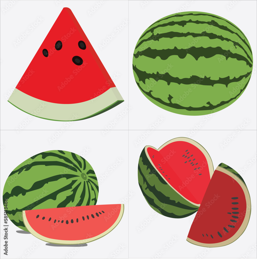 Watermelons are in a white frame. This is vector art work. Watermelons are in a white frame. This is vector art work.