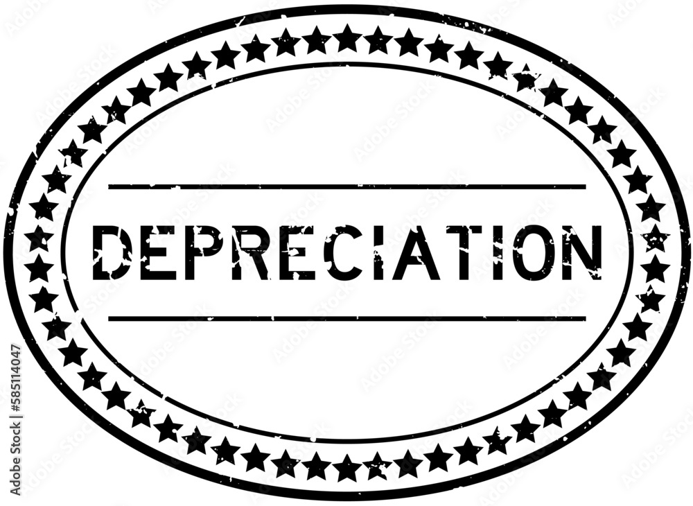 Grunge black depreciation word oval rubber seal stamp on white background