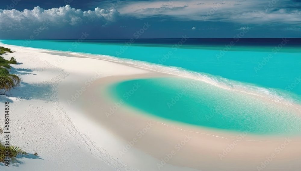 Pristine White Sand Beaches, Turquoise Waters Wallpaper. Generative AI