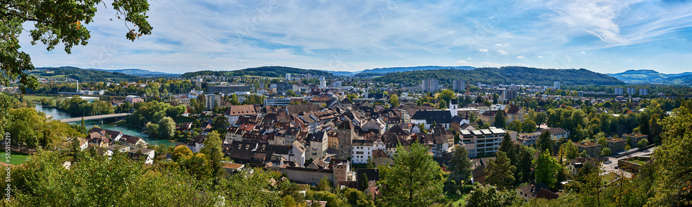 Panorama der Altstadt Brugg im Kanton Aargau, Schweiz