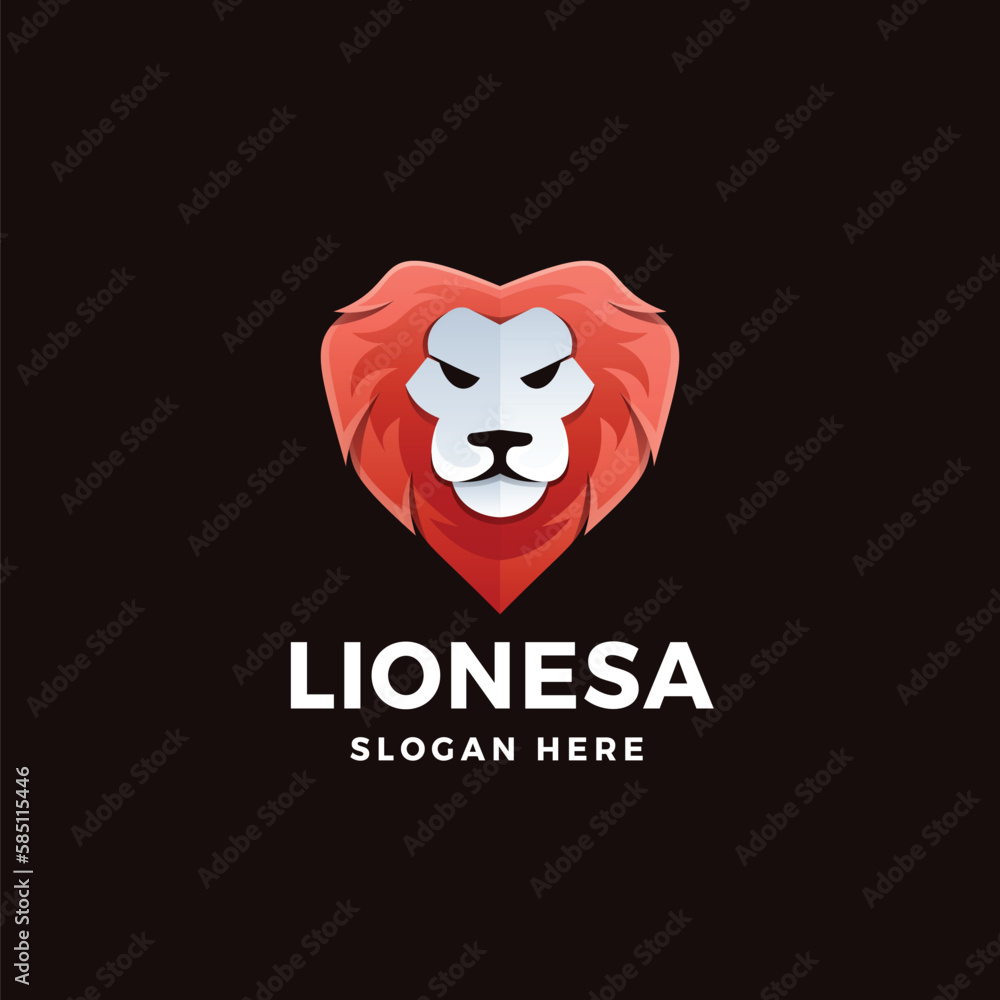 Lion Gradient Logo Vector Icon Illustration