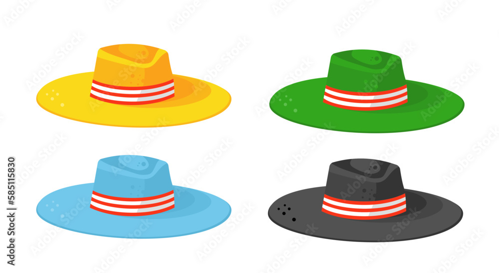 Set of wide-brimmed hat vector illustration Set of wide-brimmed hat vector illustration