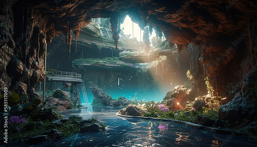 Naklejka premium Nebula Oasis. created using Generative Ai