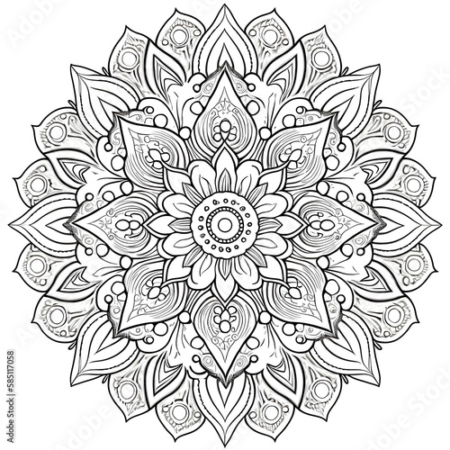 Mandala coloring page created with Generative AI technology.