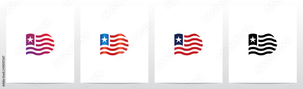 Fototapeta premium USA Flag Letter Logo Design D