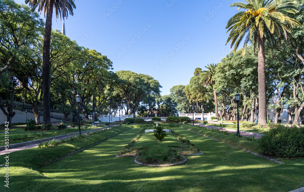 Floral clock and Plaza Mitre gardens around San Isidro Cathedral outside Buenos Aires in Argentina