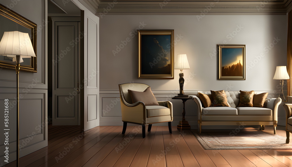 Fototapeta premium modern living room Contemporary interior design of furnished room Generative AI