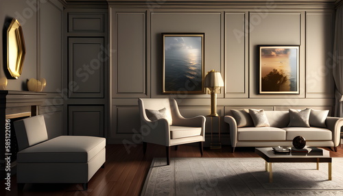 Wallpaper Mural modern living room Contemporary interior design of furnished room Generative AI Torontodigital.ca