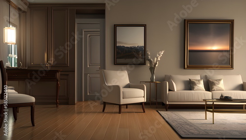 modern living room Contemporary interior design of furnished room Generative AI